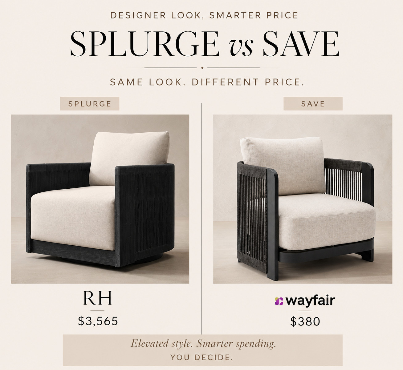This black and cream Armchair is giving major designer-home vibes for less! I found a Wayfair chair with a similar bold black frame, woven side detail, and soft neutral cushions as the high-end RH look—at a much more budget-friendly price.

Perfect for outdoor Pool and Garden. Such an easy way to bring modern organic style into your space without the splurge. 

 #WayfairFinds #Armchair #DesignerLookForLess #ModernHomeDecor #NeutralHomeDecor #outdoorRoomInspo #BlackAndCreamDecor #AffordableHomeDecor #RHInspired #LTKOver40 #LTKHome #LTKSaleAlert