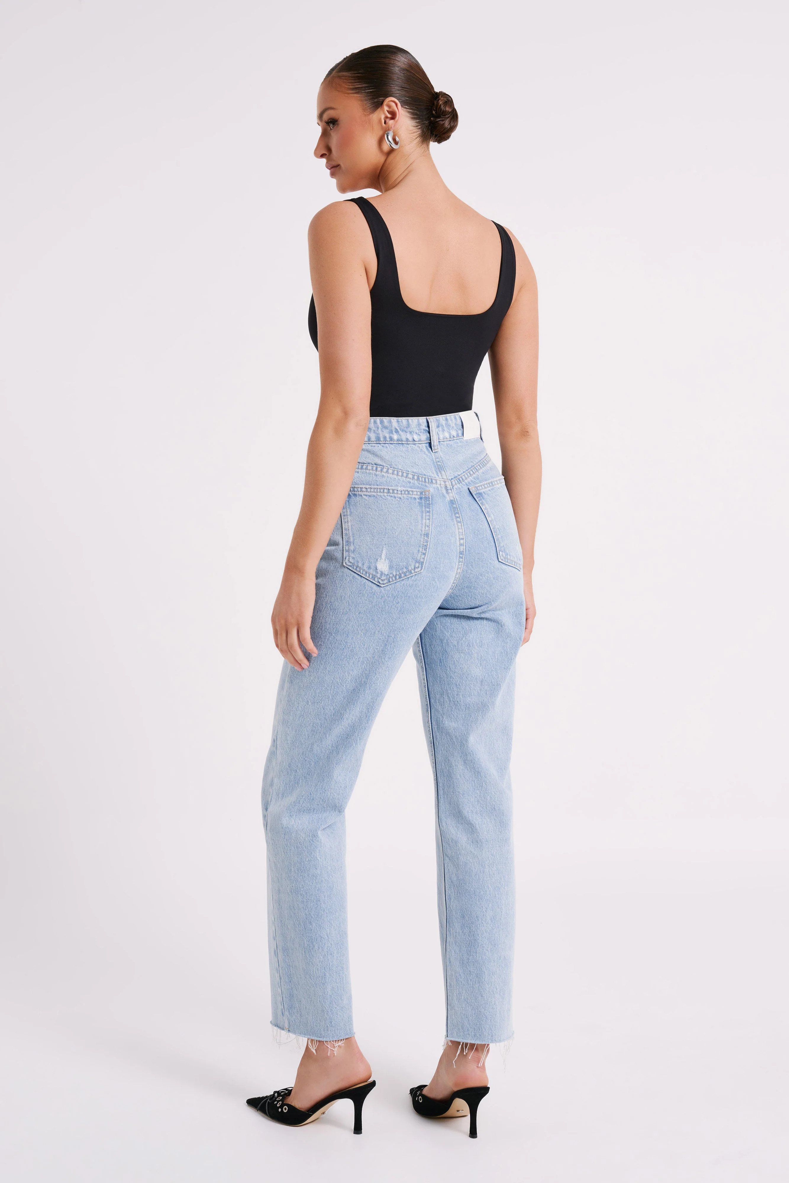 Charlie Recycled Nylon Scoop Neck Bodysuit - Black | Meshki (APAC)