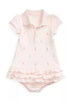 Ralph Lauren Childrenswear Baby Girls Ruffled Polo Dress & Bloomer | Belk