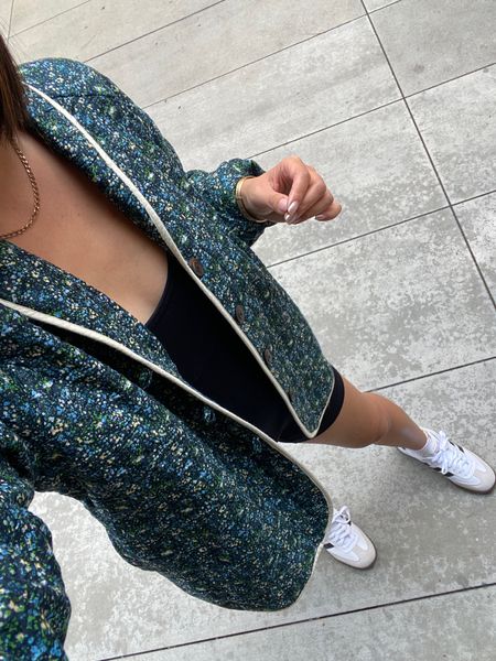 Floral jacket, spring jacket, quilted jacket, adidas sambas, black bodysuit 

#LTKfitness #LTKshoecrush #LTKSpringSale