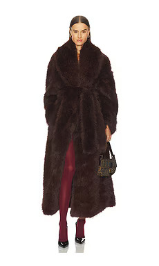 AFRM Lisbon Maxi Faux Fur Coat in Java from Revolve.com | Revolve Clothing (Global)