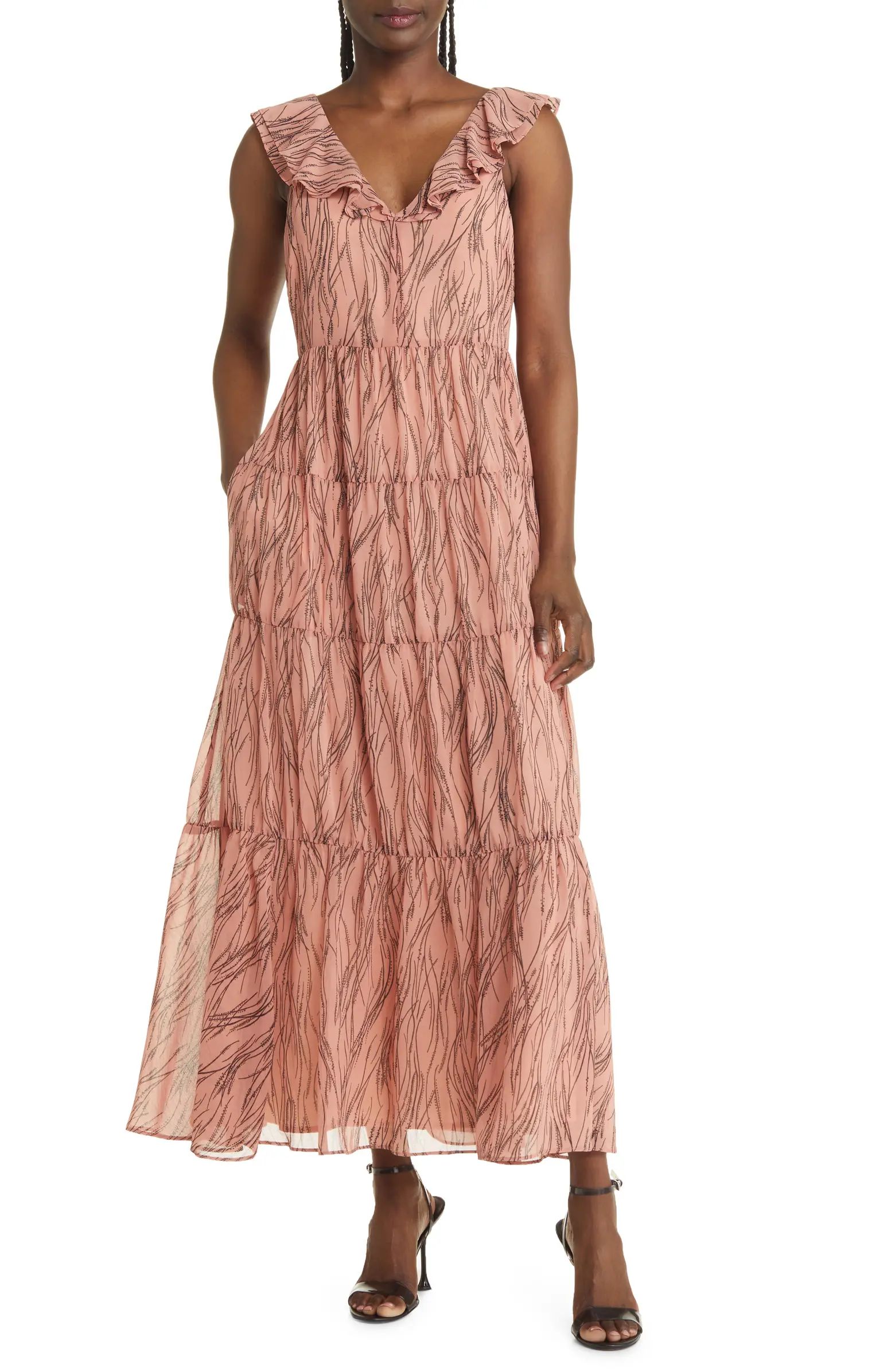 Ruffle Neck Tiered Maxi Dress | Nordstrom