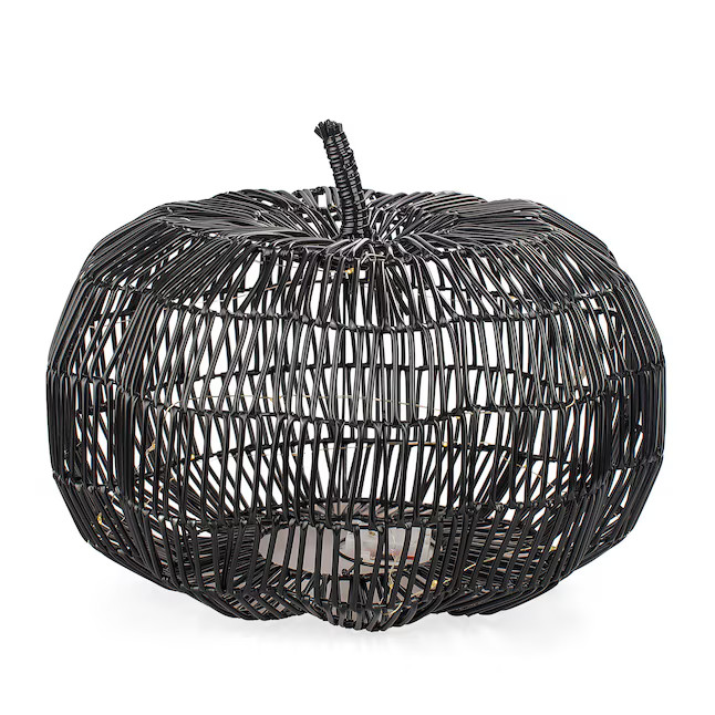 Holiday Living 11-in Harvest LED Black Woven-like Pumpkin Decor Lowes.com | Lowe's