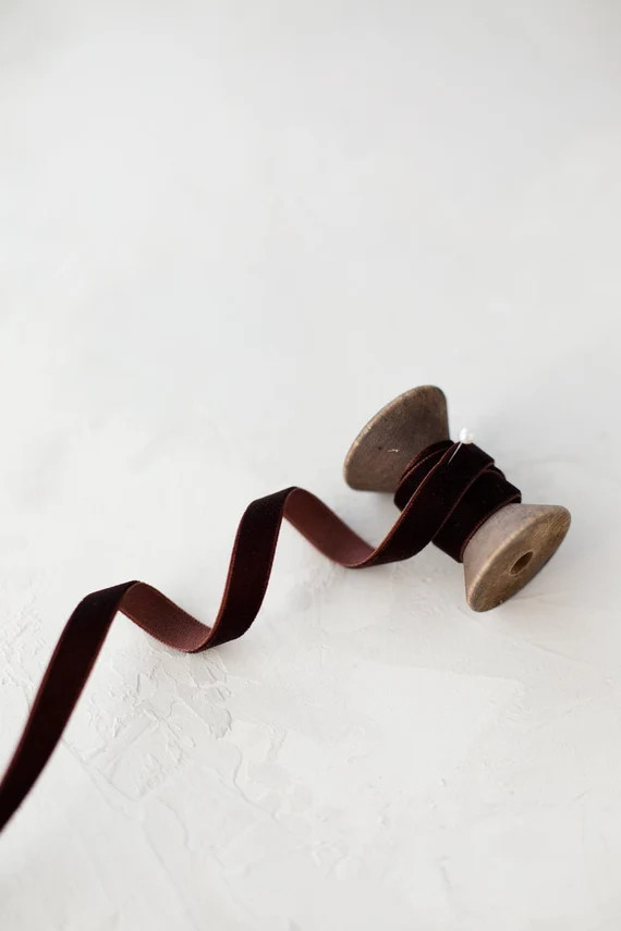 Chocolate Brown Velvet Ribbon  1/4  3/8  | Etsy | Etsy (US)