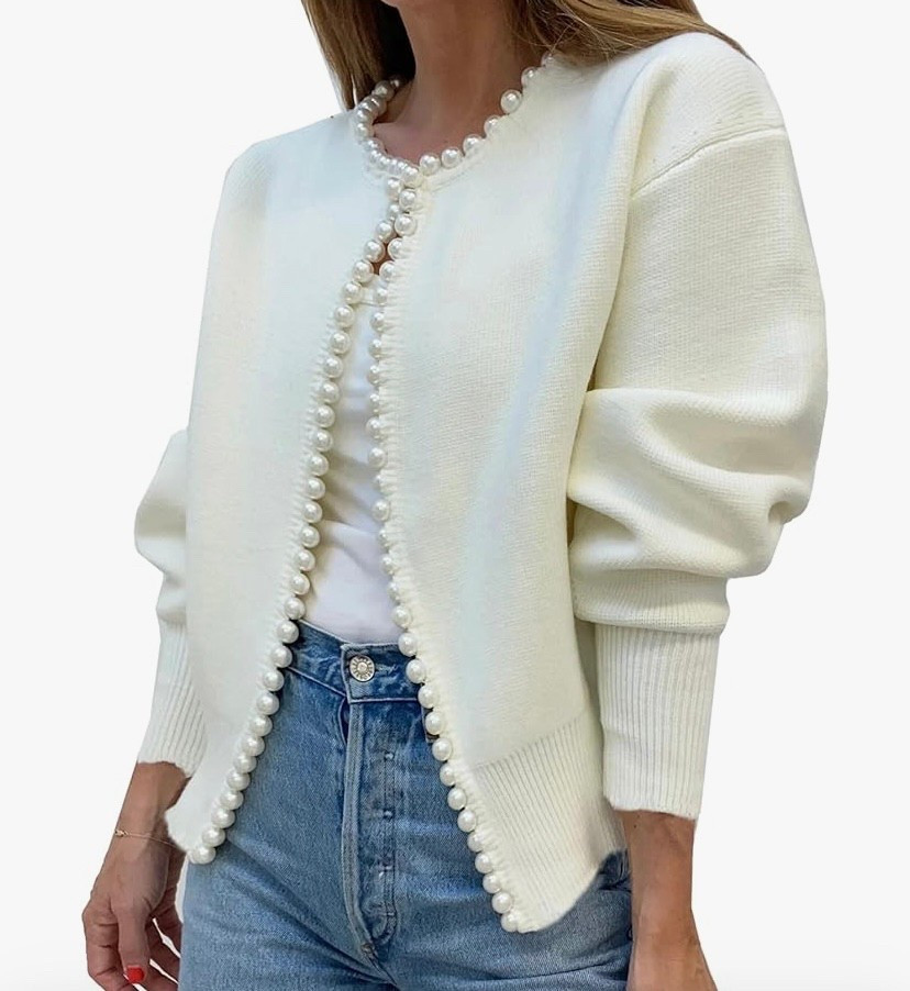 Loving the Pearl detail on this cardigan. Perfect for work or brunch! Under $50. Affordable fashion. Girly. Transitional outfit  

#LTKStyleTip #LTKFindsUnder50