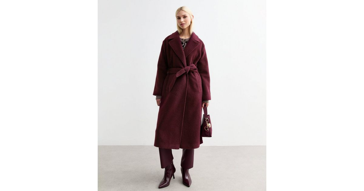 Burgundy Long Belted Coat | New Look | New Look (UK)