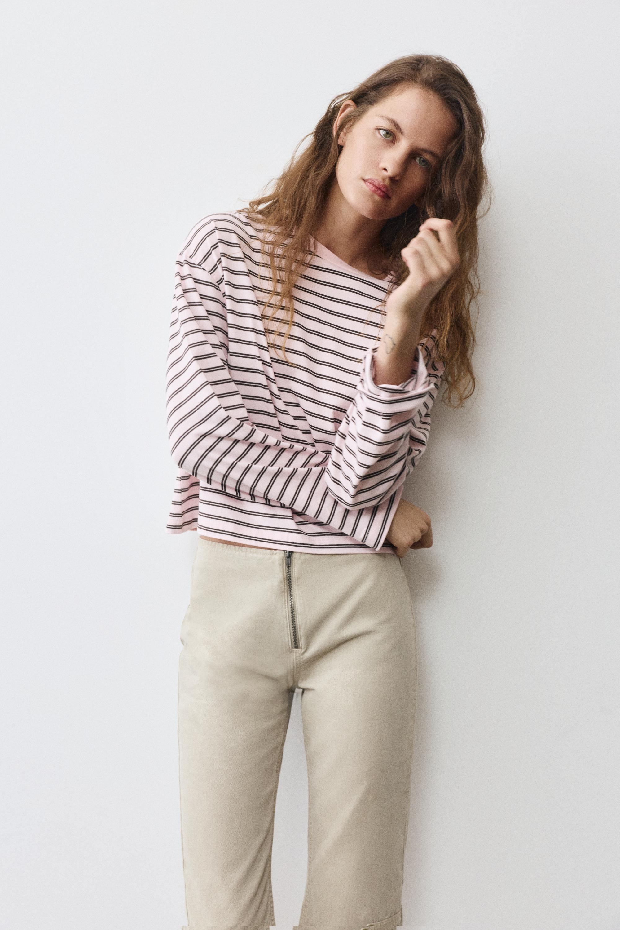 Boxy-fit long sleeve T-shirt | PULL and BEAR UK