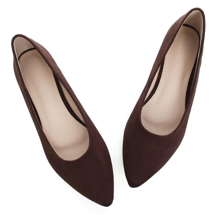 LUXINYU Cute Slip-On Flat Ballet Shoes Soft Suede Solid Classic Pointed Toe Flats Comfortable Dre... | Amazon (US)