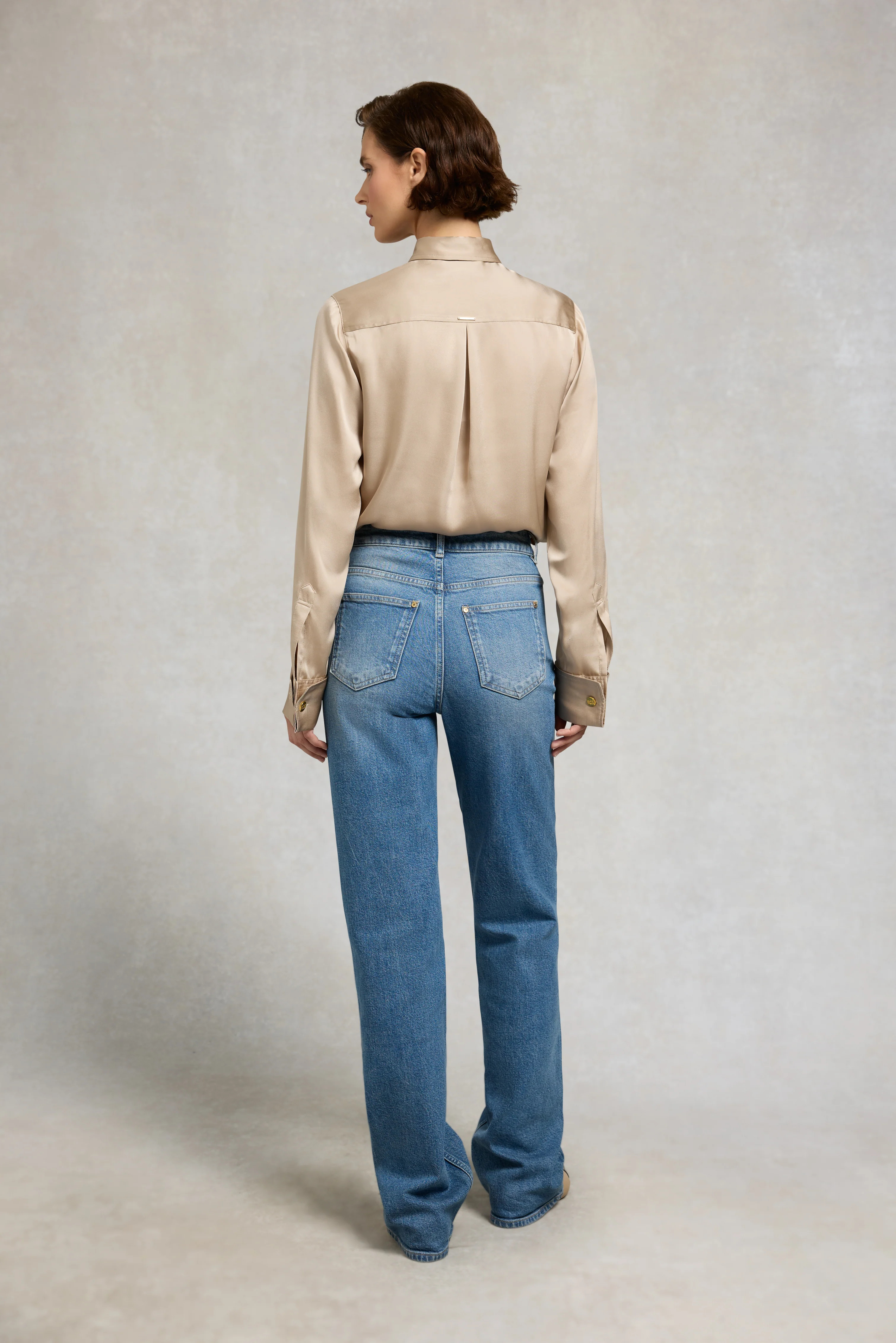 Georgina Satin Shirt (Champagne) | Holland Cooper