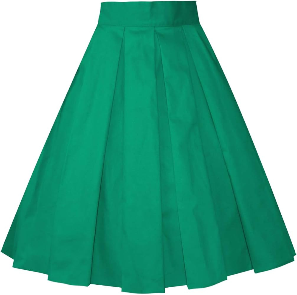 Girstunm Women's Pleated Vintage Skirt Floral Print A-line Midi Skirts with Pockets | Amazon (US)