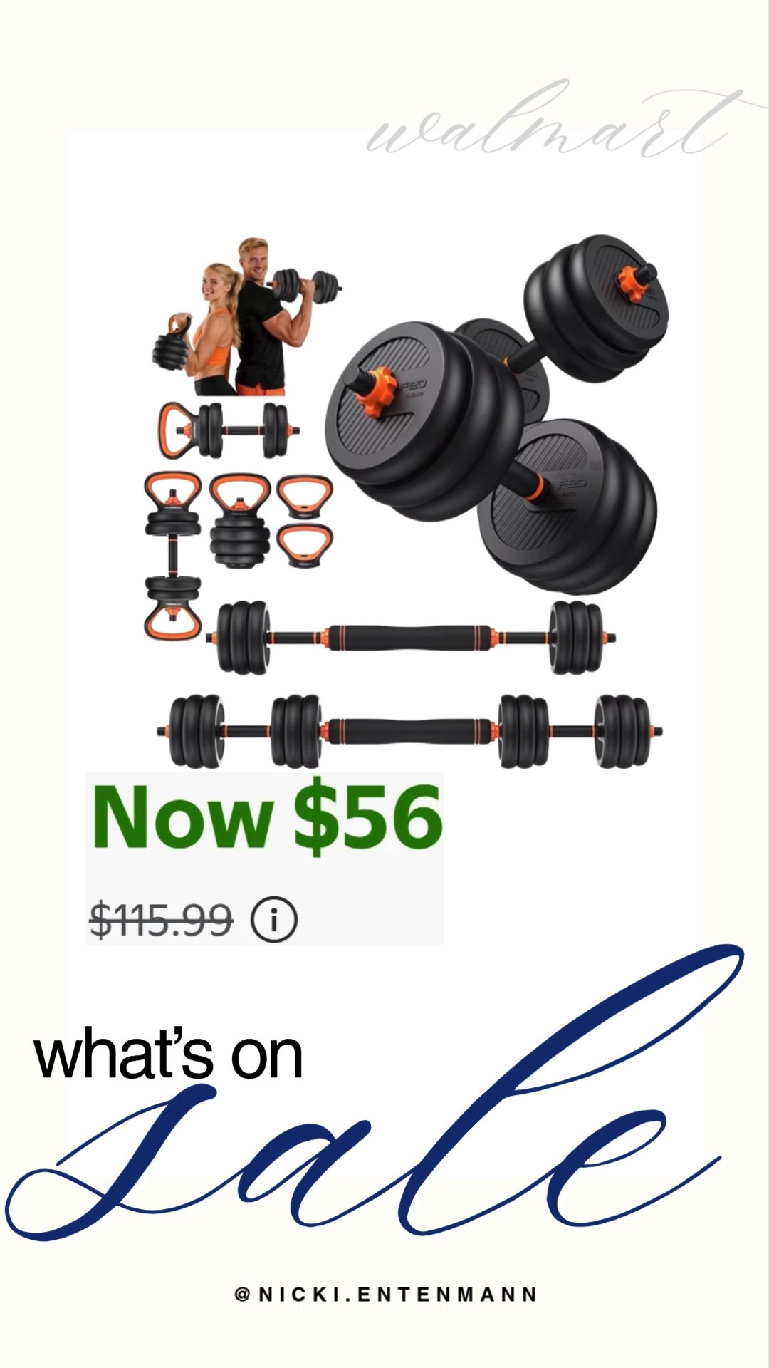 Upgrade your home gym routine with the Adjustable Dumbbell Set now on sale for $56 at Walmart. This versatile 50lb free weight set includes a connector bar that easily converts your dumbbells into a barbell or kettlebell system for full body strength training. It is an ideal space saving deal to elevate your fitness routine without breaking the bank.

#walmart #walmartfinds #homegym #fitnessgear #workoutathome #salealert #strengthtraining #shoppingdeals 

 #LTKfitnessgoals #LTKActive #LTKSaleAlert