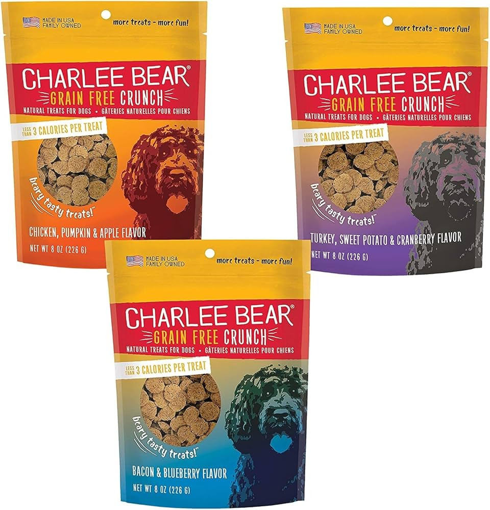 Charlee Bear Grain Free Crunch Dog Treats Variety Pack, 8 oz - Made in USA, Training Treats for D... | Amazon (US)