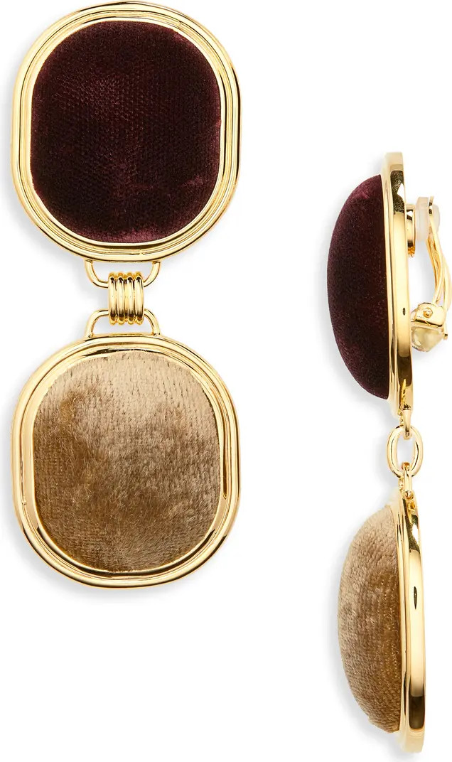 Saint Laurent Twin Square Velvet Drop Clip-On Earrings | Nordstrom | Nordstrom