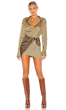 L'Academie The Kamille Mini Dress in Tan & Brown Chain from Revolve.com | Revolve Clothing (Global)