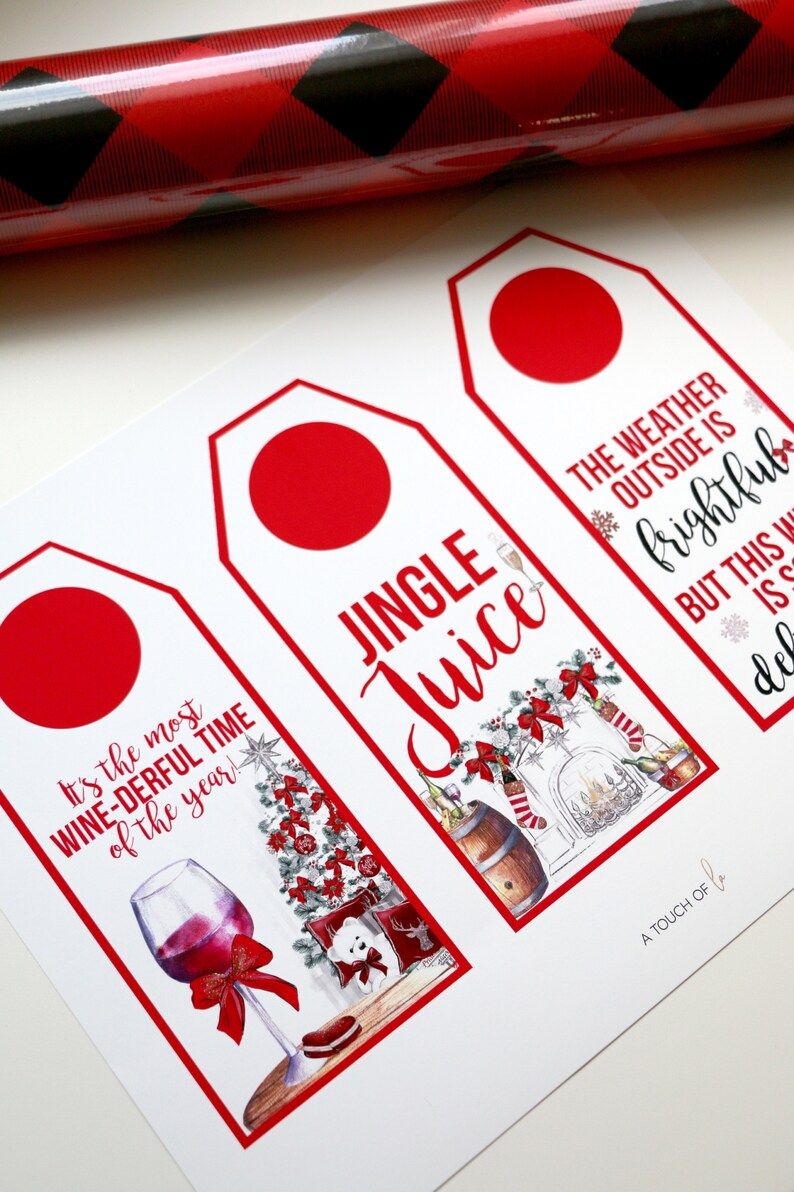 PRINTABLE Christmas Wine Tags Wine Gift Tag Jingle Juice | Etsy | Etsy (US)