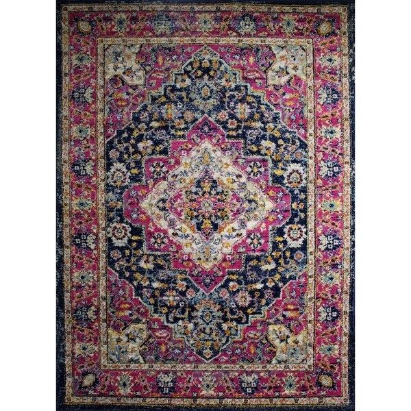 Rug and Decor - Casba Collection - Pink Navy Traditional Area Rug - 7'5 x 10'6 | Bed Bath & Beyond