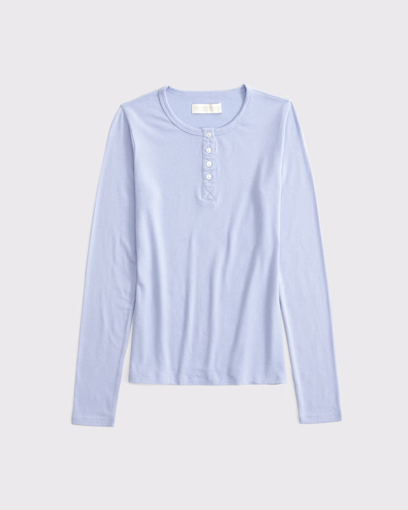 Women's Long-Sleeve Cozy Lounge Knit Tuckable Henley Top | Women's Tops | Abercrombie.com | Abercrombie & Fitch (US)