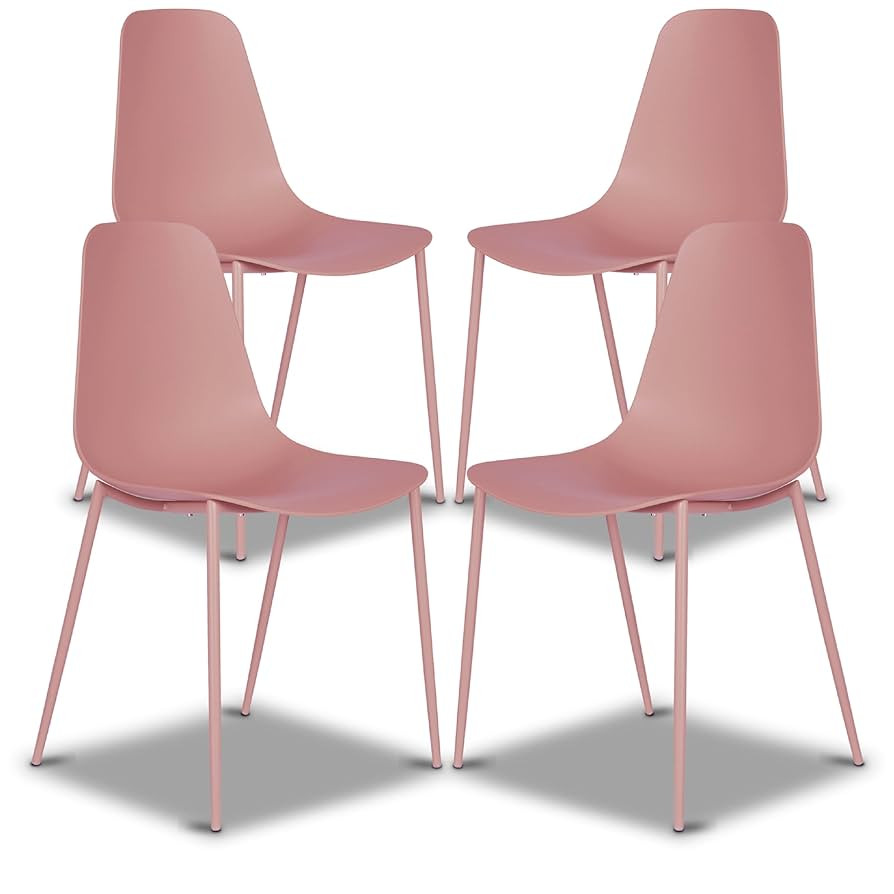 POLY & BARK Isla Modern Kitchen Chairs Set of 4 - Plastic Dining Chair with Metal Legs - Quick As... | Amazon (US)
