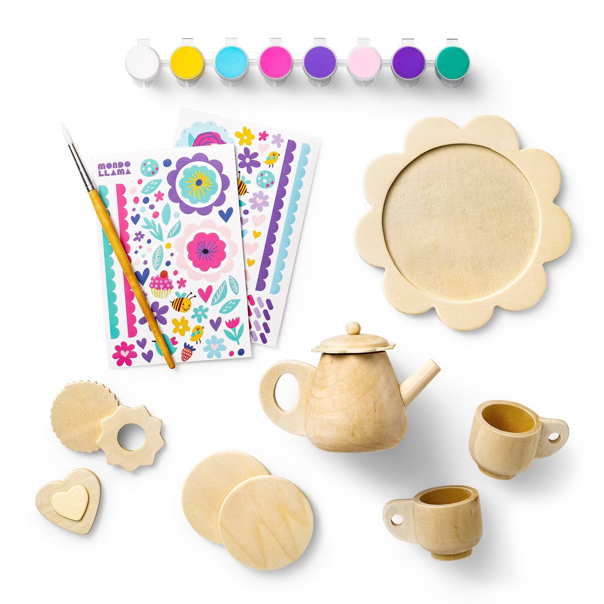 Paint-Your-Own Wood Tea Set Kit - Mondo Llama™: Custom Tea Sets for 4 Year Olds, Includes Paint... | Target