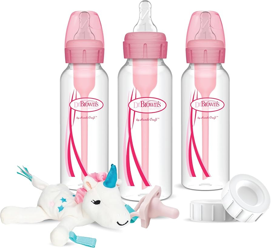 Dr. Brown's Natural Flow Anti-Colic Options+Narrow 8oz/250mL Baby Bottle + Lovey Gift Set with Le... | Amazon (US)