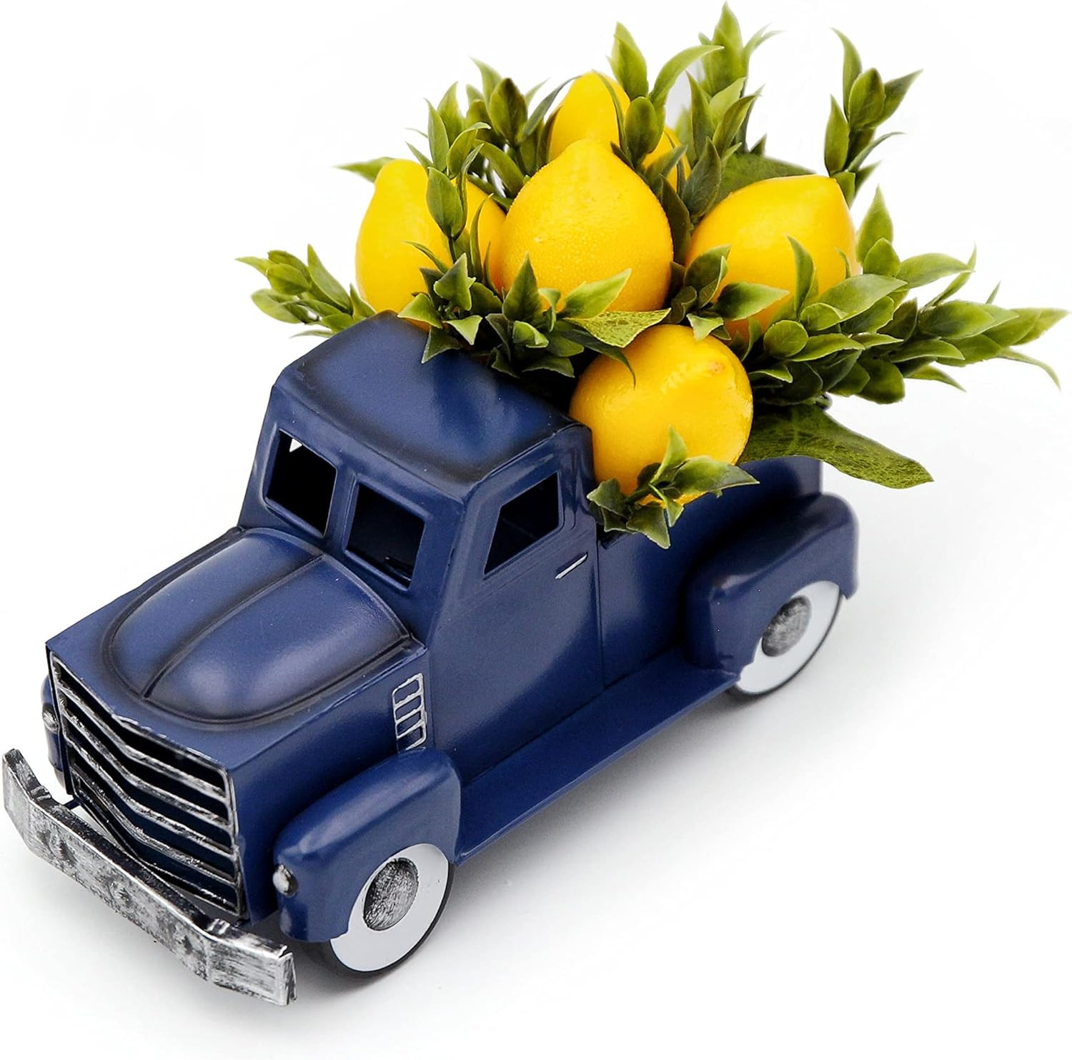 Navy Blue Metal Truck with Artificial Lemon Decor, Farmhouse Spring Summer Centerpiece for Kitche... | Amazon (US)