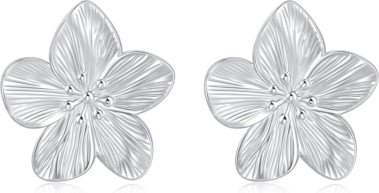 18K Gold Plated Flower Earrings for Women, Statement Earring Studs, Hypoallergenic Big Floral Jew... | Amazon (US)