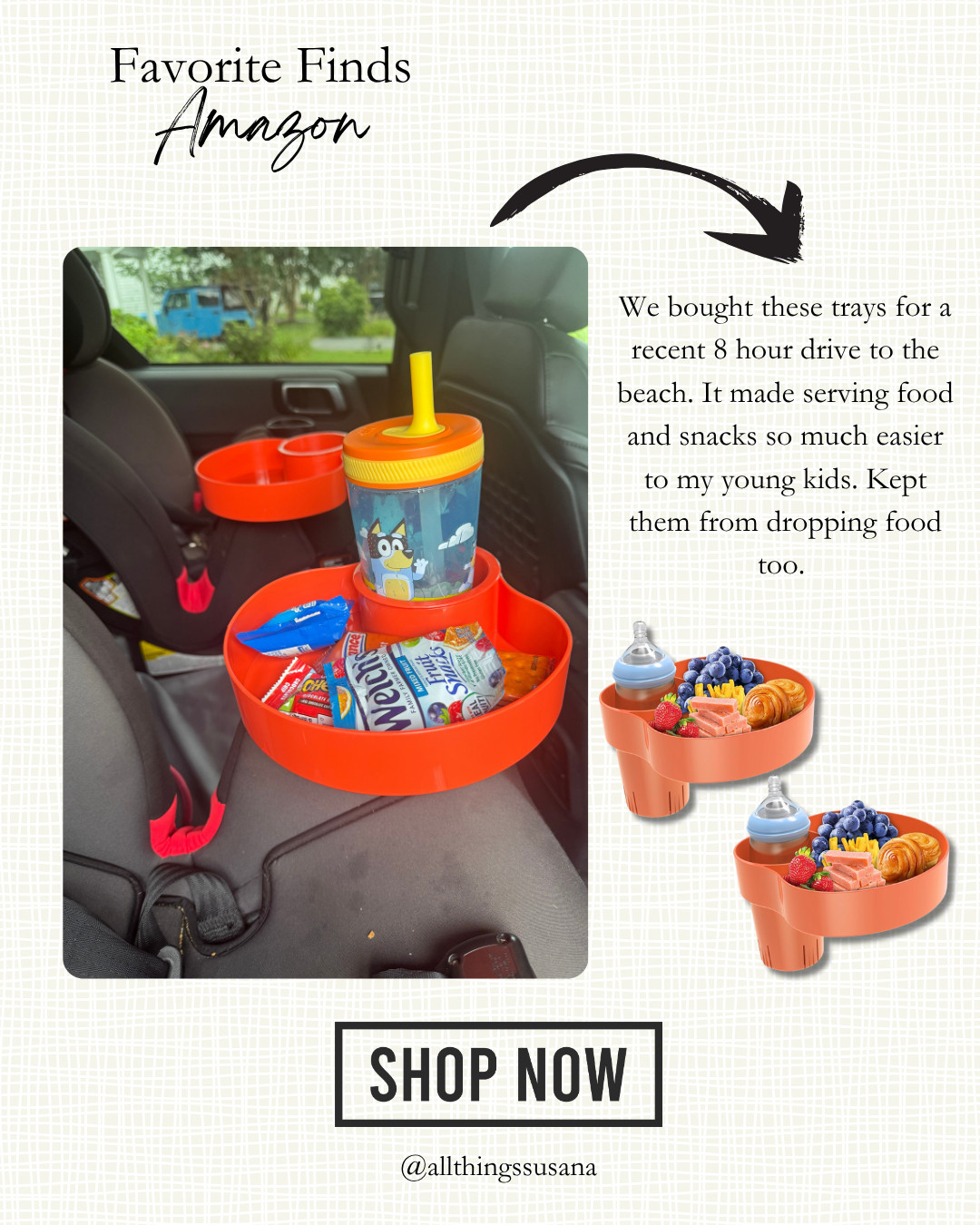 We bought these trays for a recent 8 hour drive to the beach. It made serving food and snacks so much easier to my young kids. It kept them from dropping food too.  

 #LTKHome #LTKTravel #LTKKids