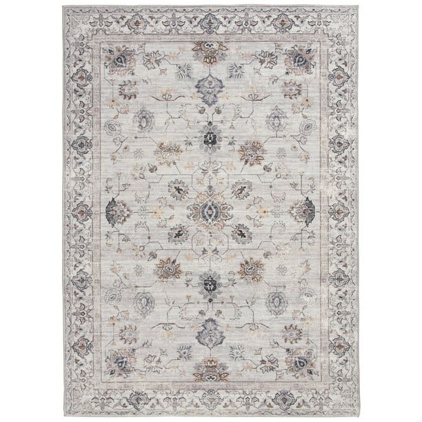 Better Homes & Gardens 8'x10' Persian Blooms Ivory Faux Fur Area Rug | Walmart (US)