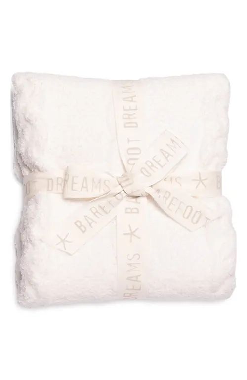 barefoot dreams CozyChic™ Heathered Cable Baby Blanket in Heathered White at Nordstrom | Nordstrom