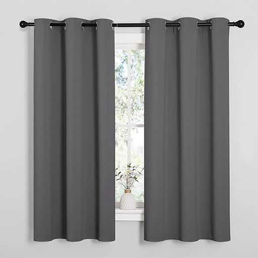 NICETOWN Thermal Insulated Grommet Blackout Curtains for Bedroom (2 Panels, W42 x L63 -Inch, Grey... | Amazon (US)