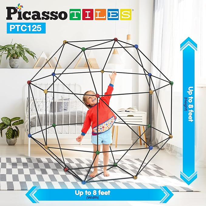 PicassoTiles Kids Fort Building Kit Playset 125 Piece Indoor and Outdoor Toy Set Fort Constructio... | Amazon (US)