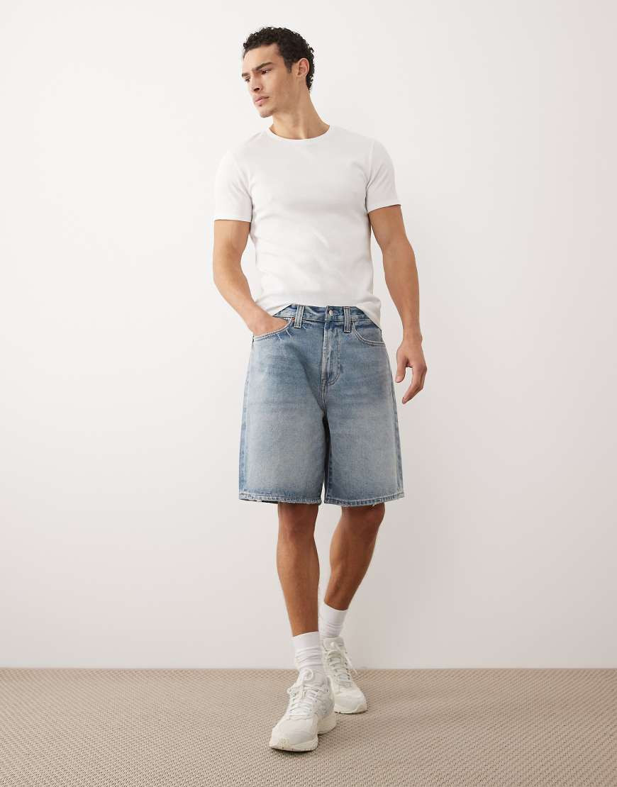Abercrombie & Fitch baggy jorts in light blue wash | ASOS (Global)