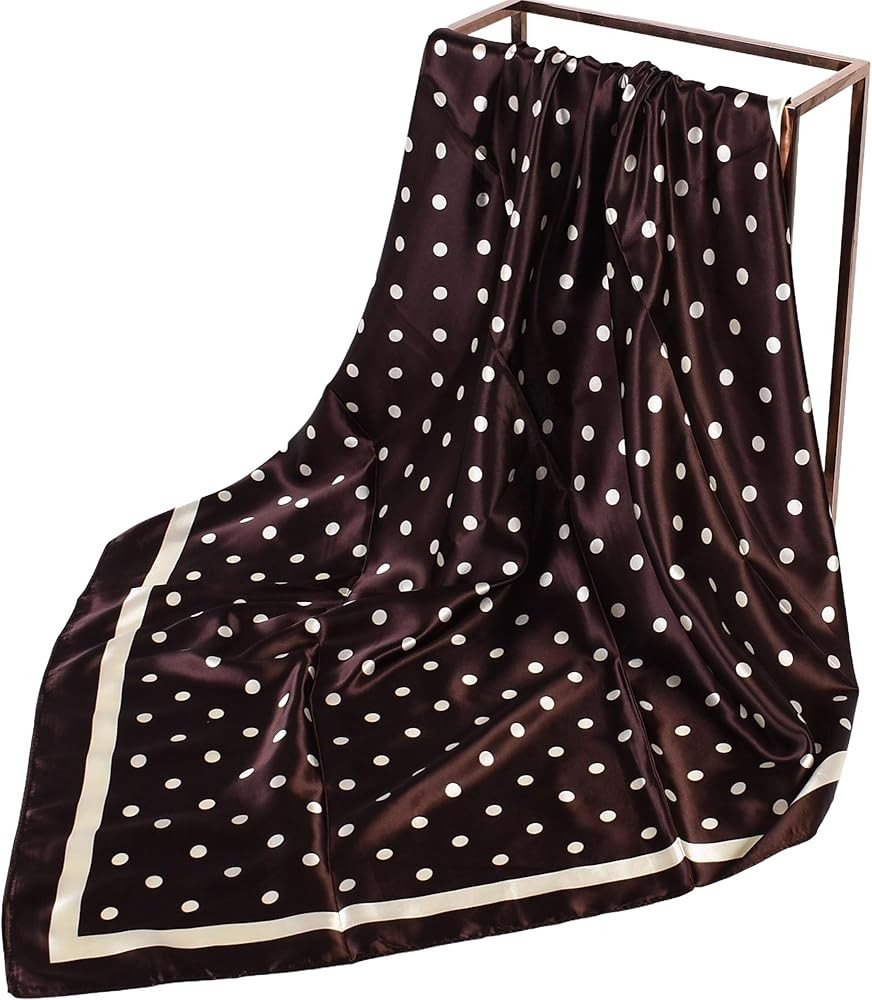 Polka Dot Print Satin Head Scarf for Women Like Silk Scarf for Hair Wrapping Bandanas Square Shaw... | Amazon (US)