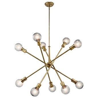 Kichler Armstrong 10-Light Natural Brass Modern/Contemporary Chandelier | Lowe's