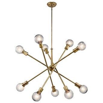 Kichler Armstrong 10-Light Natural Brass Modern/Contemporary Chandelier | Lowe's