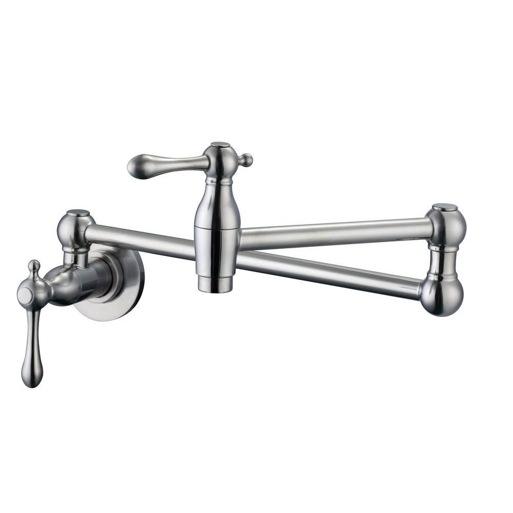 Glacier Bay Wall Mounted Pot Filler in Brushed Nickel-67589-0004 - The Home Depot | The Home Depot