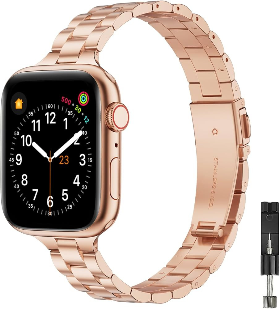 OMIU Thin Band Compatible with Apple Watch 40mm 38mm 41mm 42mm 44mm 45mm 49mm, Premium Stainless ... | Amazon (US)