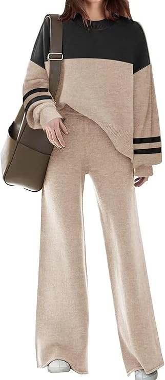 Disamer Womens 2 Piece Outfits Sweater Set Long Sleeve Knit Pullover Sweater Top Wide Leg Pants L... | Amazon (US)
