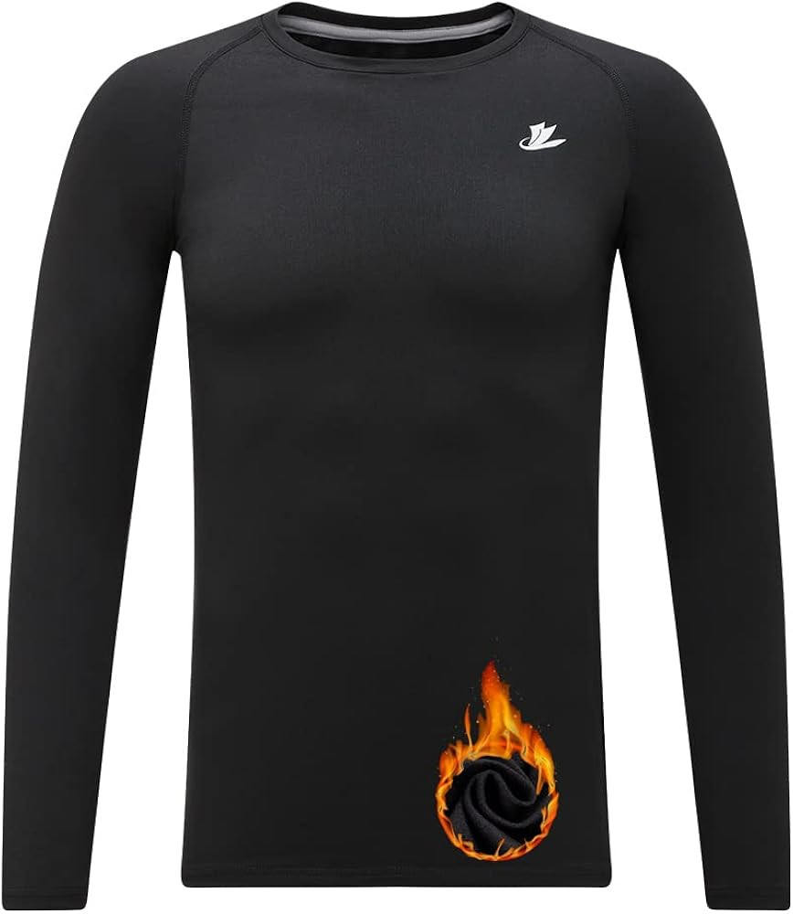 DEVOROPA Youth Boys Compression Thermal Shirt Long Sleeve Fleece Baselayer Soccer Baseball Unders... | Amazon (US)