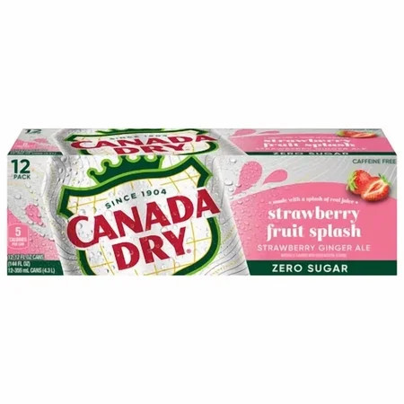 Canada Dry Zero Sugar Strawberry Fruit Splash Ginger Ale, 12 fl oz Cans, 24 Pack | Walmart (US)