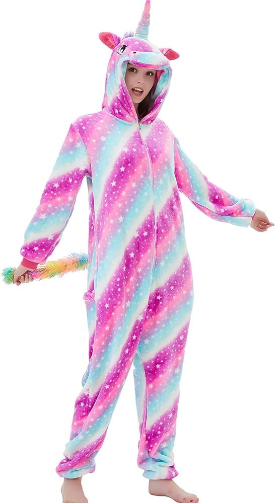 ABENCA Fleece Unicorn Onesie Pajamas for Women Adult Cartoon Animal Christmas Halloween Cosplay O... | Amazon (US)