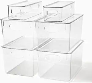 RedSodium Pantry Organizers with Lids - Clear Plastic Storage Bins with Lids for Organizing - Cle... | Amazon (US)
