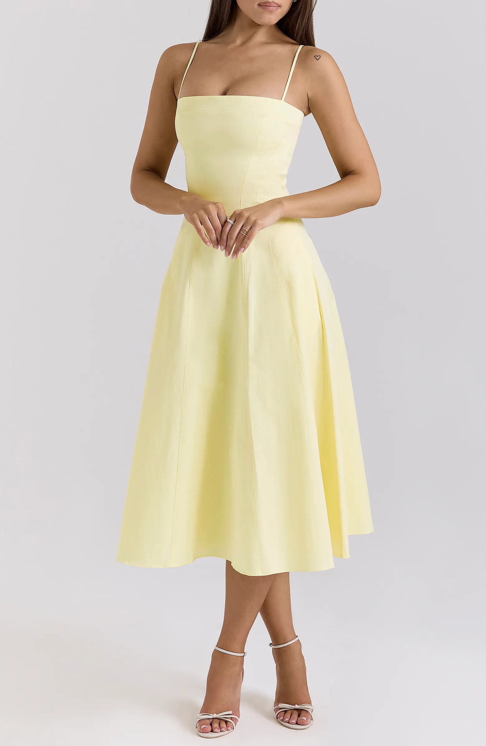 Dolly Seamed Stretch Cotton Twill Midi Sundress | Nordstrom