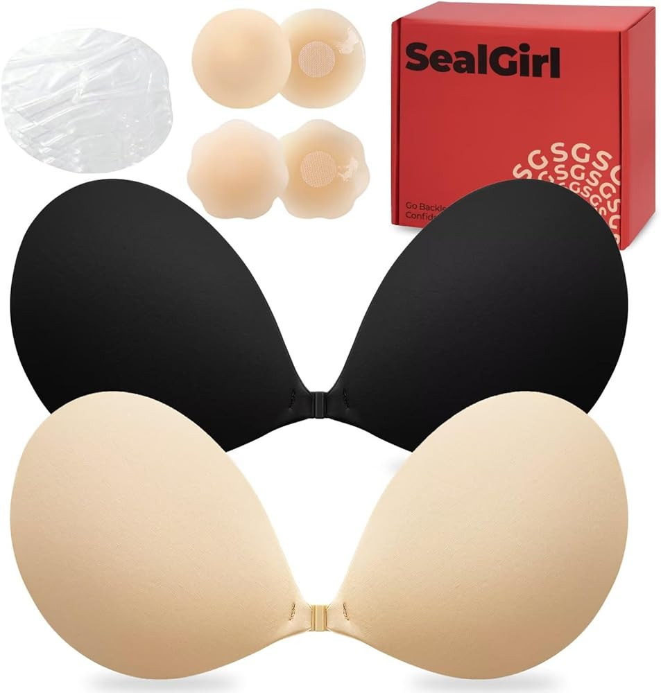 Sticky Bra Push Up - 2 Pairs Backless Strapless Bra Invisible Adhesive Bras for Wedding Prom with... | Amazon (US)