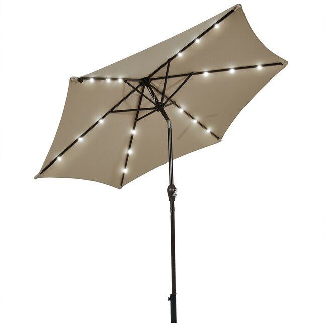 Forclover 9-ft Solar Powered Crank Market Patio Umbrella | Lowe's