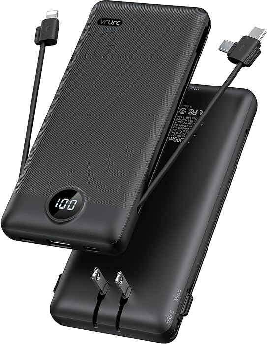 Portable Charger,Power Bank Built-in Cables and AC Wall Plug,VRURC USB C Portable Bank 10000mAh,T... | Amazon (US)