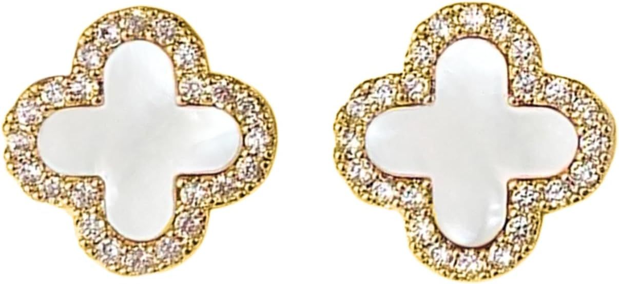 HighSpark Clover Earrings for Women | Hypoallergenic Studded Clover Stud Earrings | Lovely Gift -... | Amazon (US)