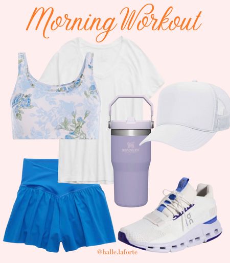 Morning workout 
Beach vacation 
Vacation workout 
On cloud running shoes 
Stanley 
Blue shorts 
Floral sports bra 
White top 
White hat 


#LTKFind #LTKstyletip #LTKFitness