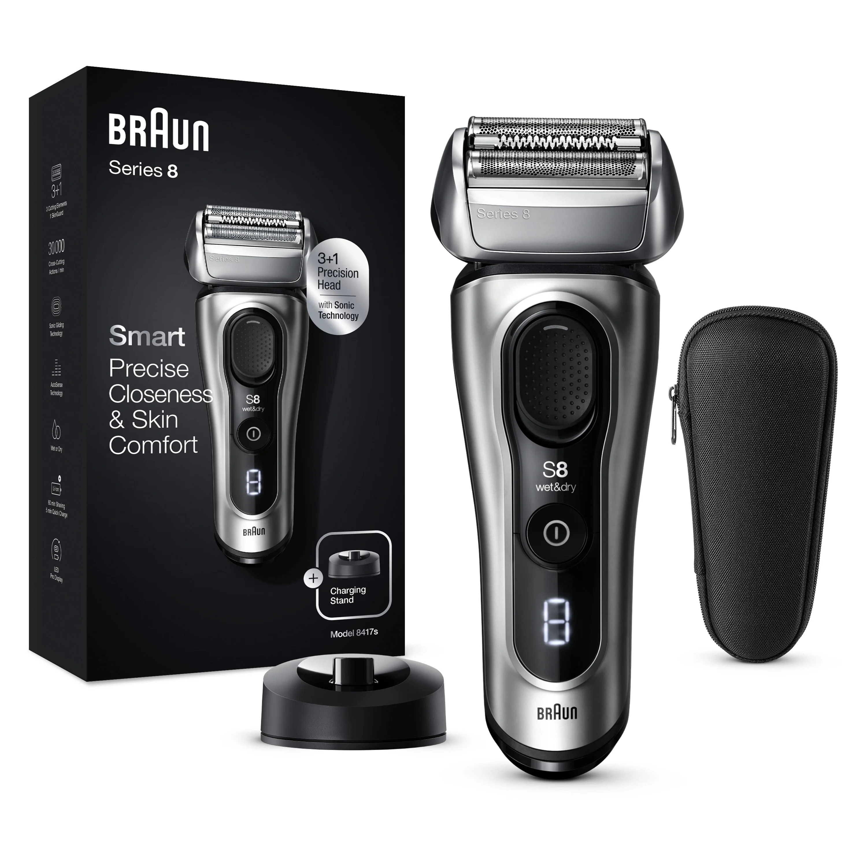 Braun Series 8 8417s Rechargeable Wet Dry Men's Electric Shaver with Beard Trimmer - Walmart.com | Walmart (US)