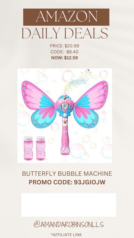 Amazon daily deals
Butterfly bubble machine 

#LTKfindsunder50 #LTKsalealert #LTKkids